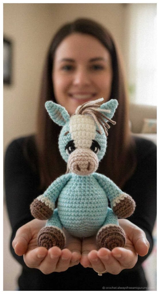 Quick to Make Amigurumi: No sew donkey design for high-profit sales, AI concept image.