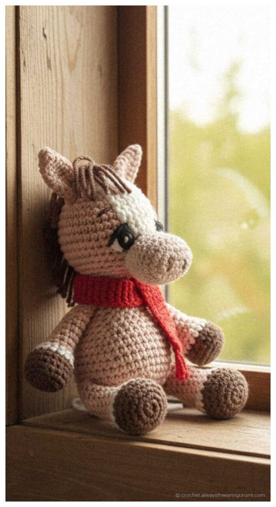 Free Amigurumi Pattern: No sew mini donkey project for professional sellers, AI concept.