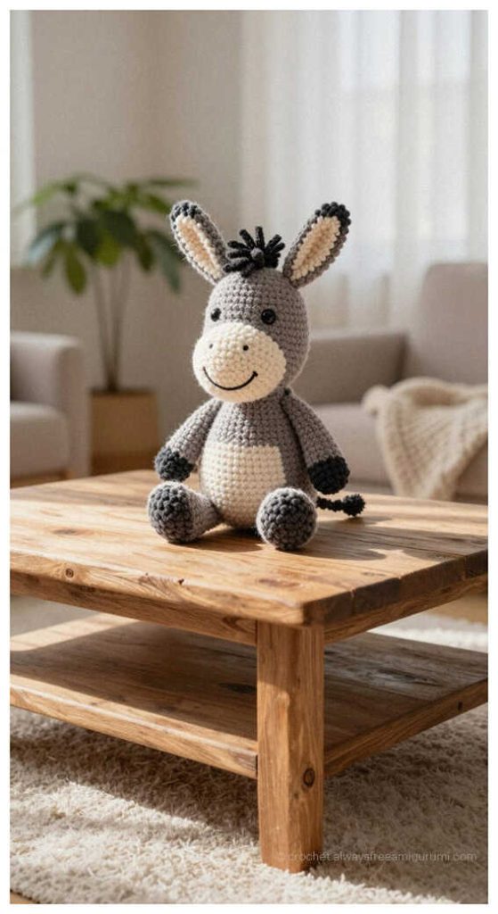 No Sew Amigurumi: Playful donkey with cute ears, an engaging project, AI generated concept.