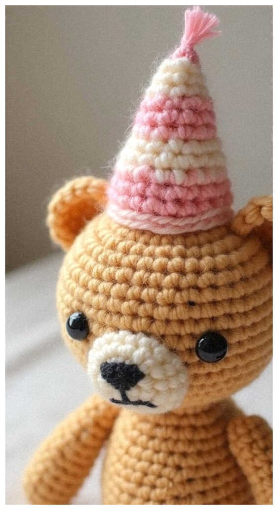 party teddy bear amigurumi crochet toy cute birthday bear everyone loves