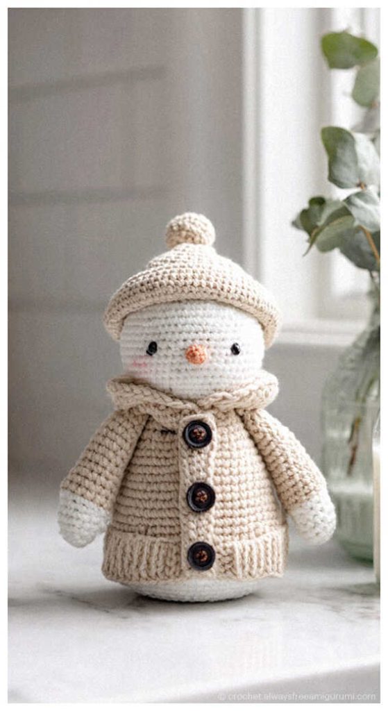 cute snowman amigurumi free crochet pattern winter handmade crochet toy