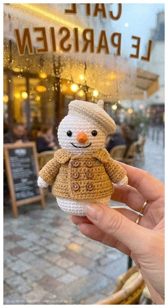 tiny snowman amigurumi free crochet pattern winter crochet gift idea