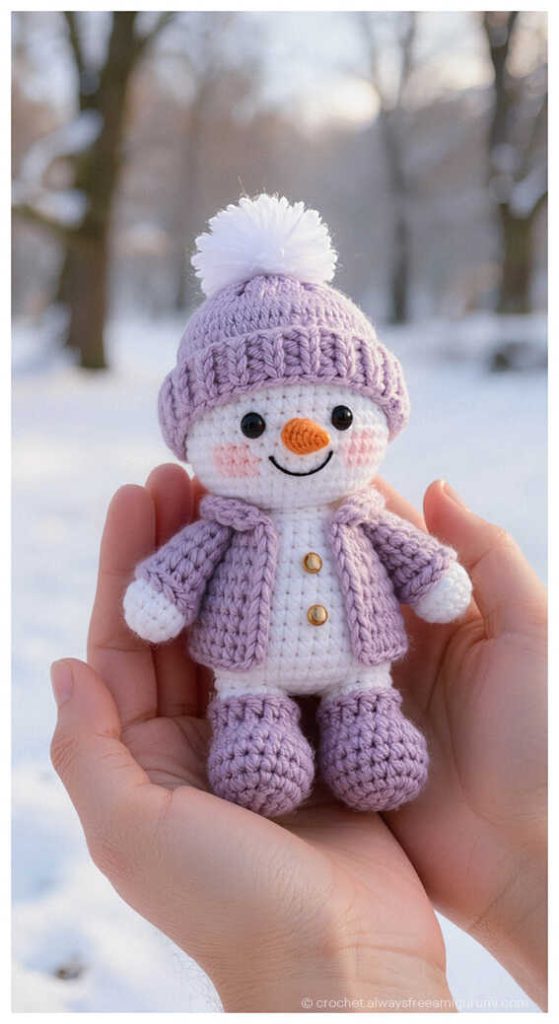 little snowman amigurumi free crochet pattern cozy winter crochet doll