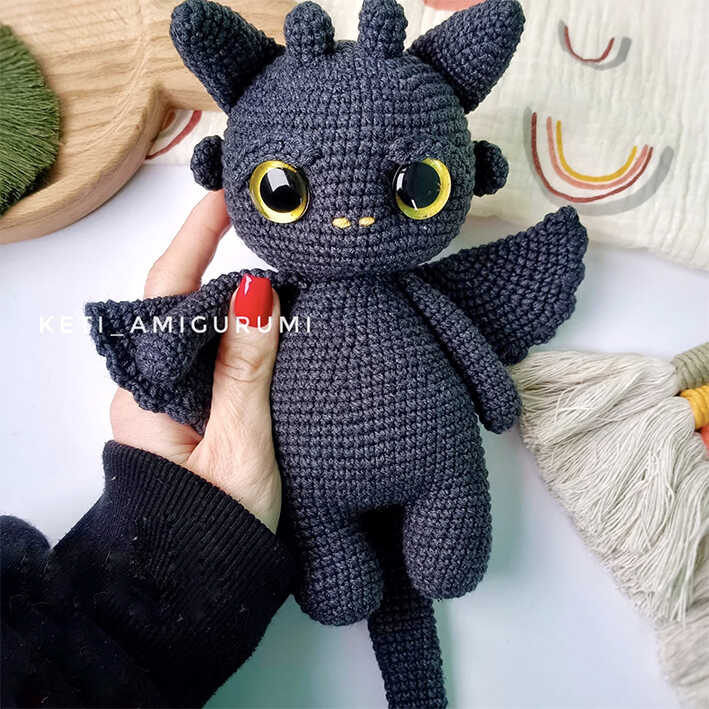 toothless amigurumi free crochet pattern black dragon crochet toy